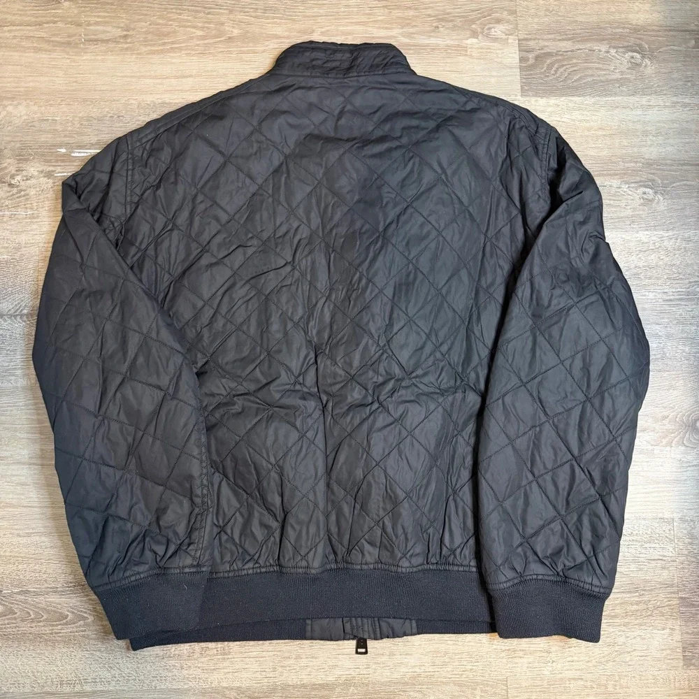 Polo‎ Ralph Lauren Mens XXL Black Quilted Bomber Jacket Full Zip Buckle Neck
